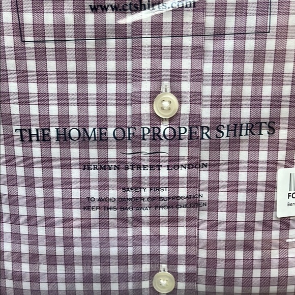 NWT Charles Tyrwhitt Burgundy Checkered Dress Shirt - Picture 4 of 7